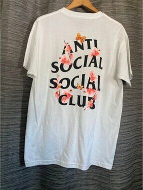 Anti Social Social Club Floral Butterfly Tee White L NWOT